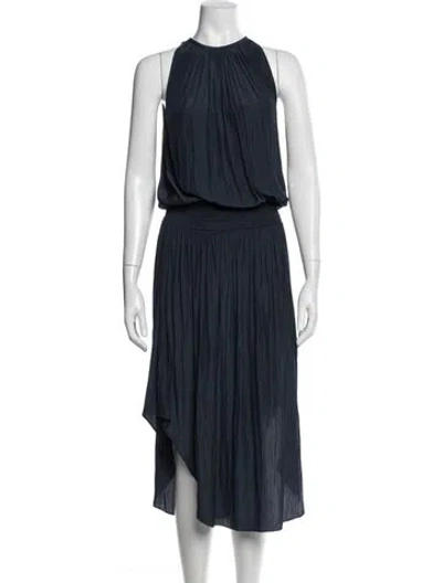 Pre-owned Ramy Brook Halterneck Midi Length Dress In Blue