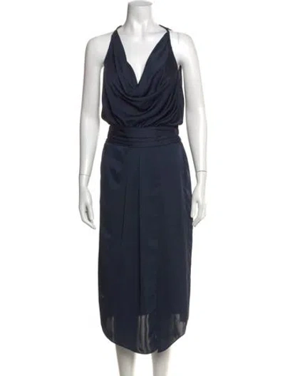 Pre-owned Ramy Brook Halterneck Midi Length Dress In Blue