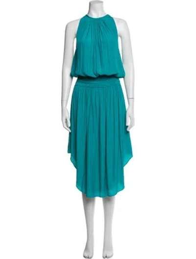 Pre-owned Ramy Brook Halterneck Midi Length Dress In Blue/burgundy