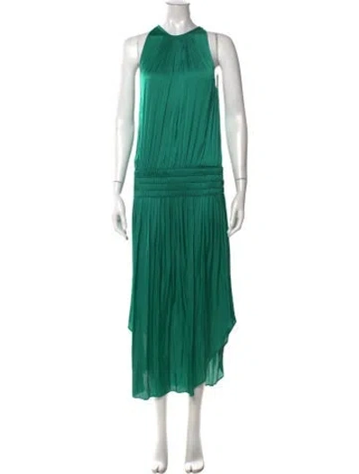 Pre-owned Ramy Brook Halterneck Midi Length Dress In Green