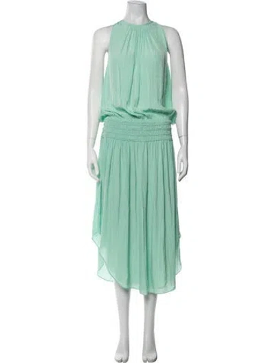 Pre-owned Ramy Brook Halterneck Midi Length Dress In Green
