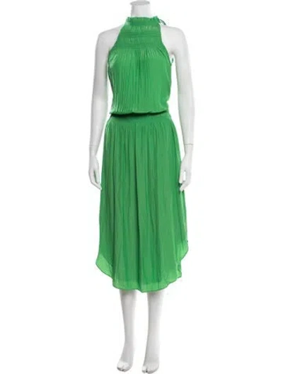 Pre-owned Ramy Brook Halterneck Midi Length Dress In Green