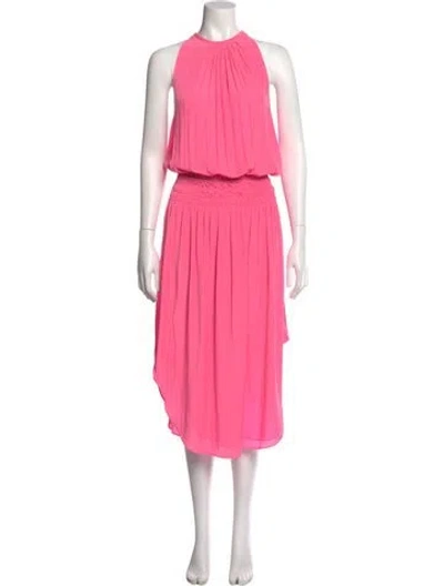 Pre-owned Ramy Brook Halterneck Midi Length Dress In Pink