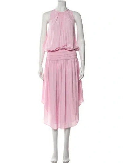 Pre-owned Ramy Brook Halterneck Midi Length Dress In Pink