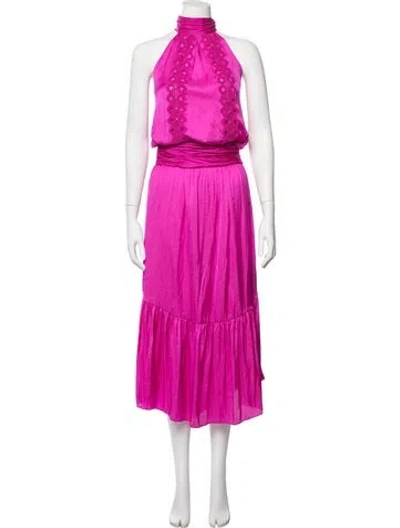 Pre-owned Ramy Brook Halterneck Midi Length Dress In Pink