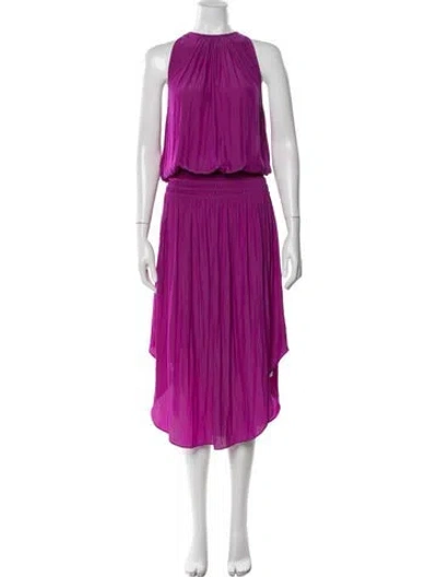 Pre-owned Ramy Brook Halterneck Midi Length Dress In Purple