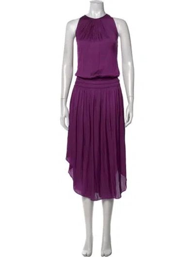Pre-owned Ramy Brook Halterneck Midi Length Dress In Purple