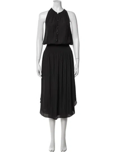 Pre-owned Ramy Brook Halterneck Midi Length Dress W/ Tags In Black
