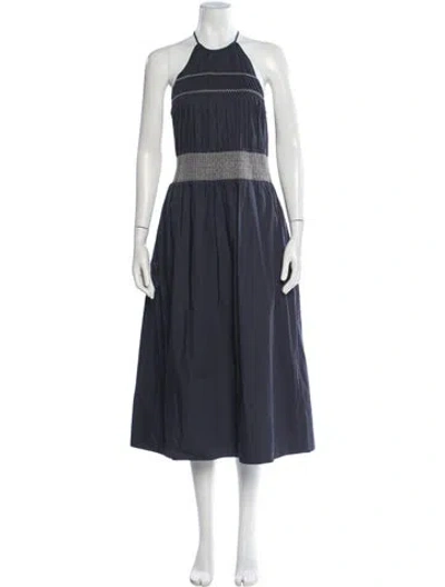 Pre-owned Ramy Brook Halterneck Midi Length Dress W/ Tags In Blue