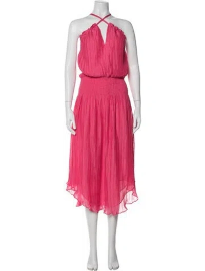 Pre-owned Ramy Brook Halterneck Midi Length Dress W/ Tags In Pink