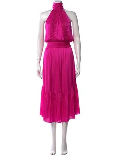 Pre-owned Ramy Brook Halterneck Midi Length Dress W/ Tags In Purple