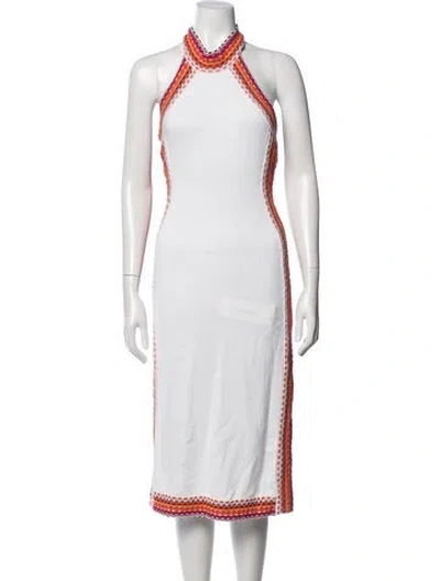 Pre-owned Ramy Brook Halterneck Midi Length Dress In White