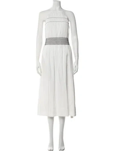 Pre-owned Ramy Brook Halterneck Midi Length Dress In White
