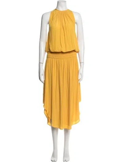 Pre-owned Ramy Brook Halterneck Midi Length Dress In Yellow