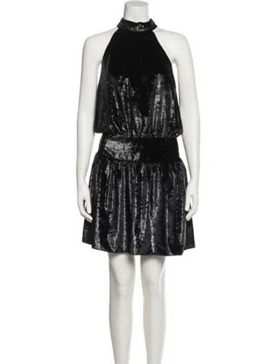 Pre-owned Ramy Brook Halterneck Mini Dress In Black