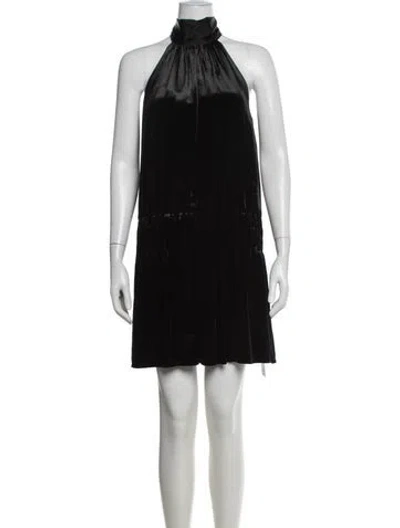Pre-owned Ramy Brook Halterneck Mini Dress In Black