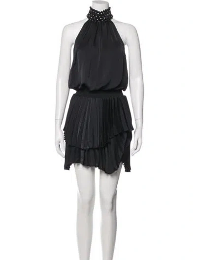 Pre-owned Ramy Brook Halterneck Mini Dress In Black