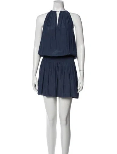 Pre-owned Ramy Brook Halterneck Mini Dress In Blue