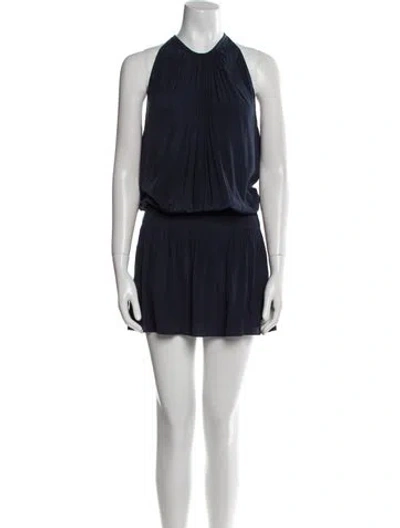 Pre-owned Ramy Brook Halterneck Mini Dress In Blue