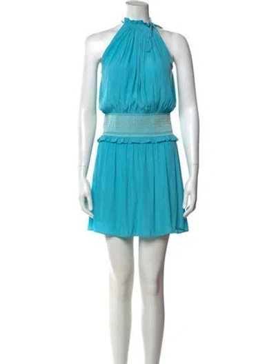 Pre-owned Ramy Brook Halterneck Mini Dress In Blue