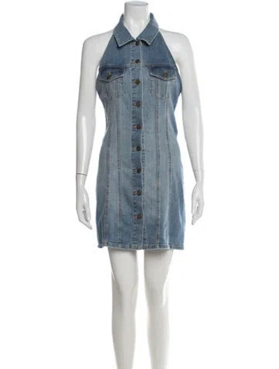 Pre-owned Ramy Brook Halterneck Mini Dress In Blue