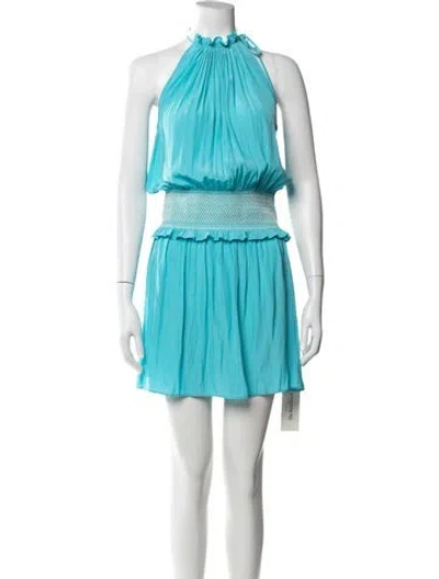 Pre-owned Ramy Brook Halterneck Mini Dress In Blue