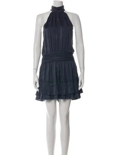 Pre-owned Ramy Brook Halterneck Mini Dress In Blue