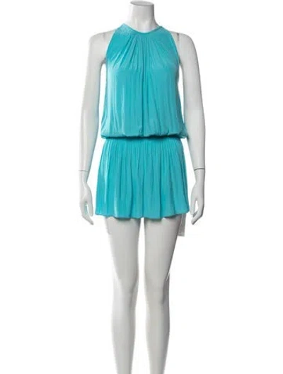 Pre-owned Ramy Brook Halterneck Mini Dress In Blue