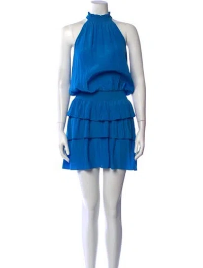 Pre-owned Ramy Brook Halterneck Mini Dress In Blue