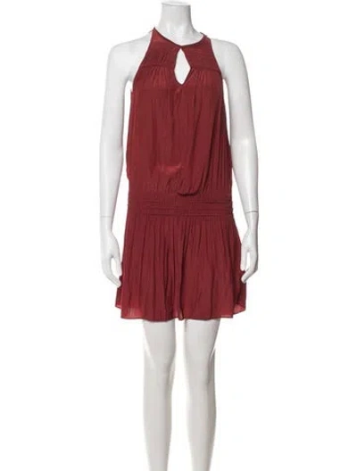 Pre-owned Ramy Brook Halterneck Mini Dress In Burgundy