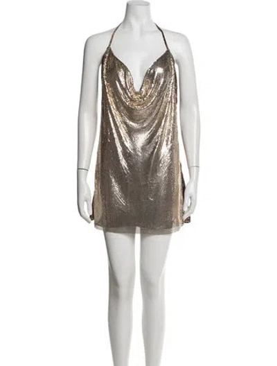 Pre-owned Ramy Brook Halterneck Mini Dress In Gold/metallic