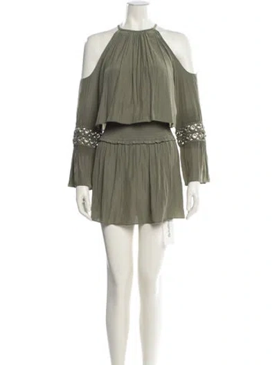 Pre-owned Ramy Brook Halterneck Mini Dress In Green