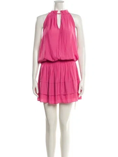Pre-owned Ramy Brook Halterneck Mini Dress In Pink