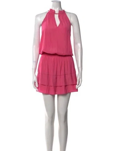 Pre-owned Ramy Brook Halterneck Mini Dress In Pink