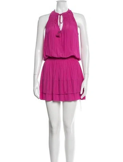 Pre-owned Ramy Brook Halterneck Mini Dress In Pink