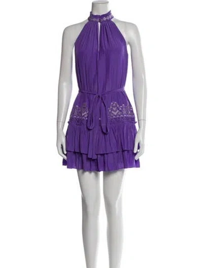 Pre-owned Ramy Brook Halterneck Mini Dress In Purple