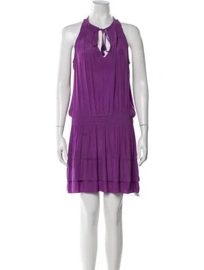 Pre-owned Ramy Brook Halterneck Mini Dress In Purple