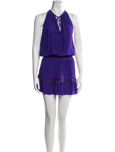 Pre-owned Ramy Brook Halterneck Mini Dress In Purple