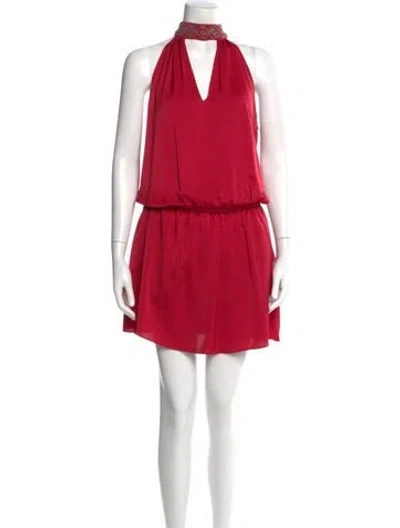 Pre-owned Ramy Brook Halterneck Mini Dress W/ Tags In Red