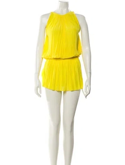 Pre-owned Ramy Brook Halterneck Mini Dress In Yellow