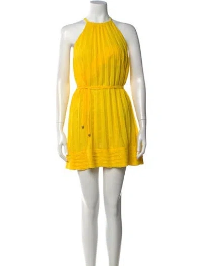 Pre-owned Ramy Brook Halterneck Mini Dress In Yellow