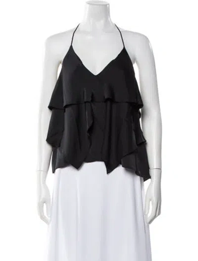 Pre-owned Ramy Brook Halterneck Sleeveless Blouse In Black