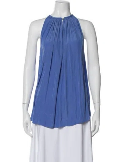 Pre-owned Ramy Brook Halterneck Sleeveless Blouse In Blue
