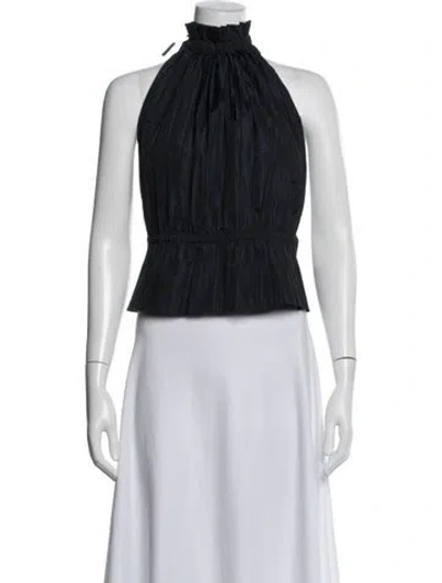 Pre-owned Ramy Brook Halterneck Sleeveless Blouse In Blue