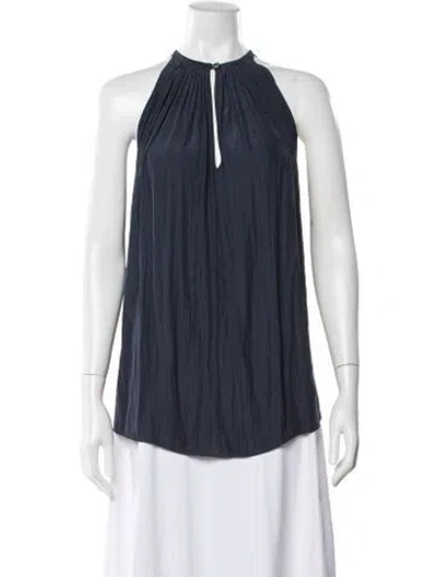 Pre-owned Ramy Brook Halterneck Sleeveless Blouse In Blue