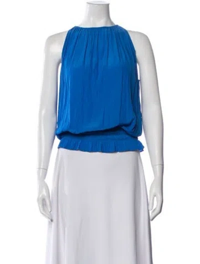 Pre-owned Ramy Brook Halterneck Sleeveless Blouse In Blue