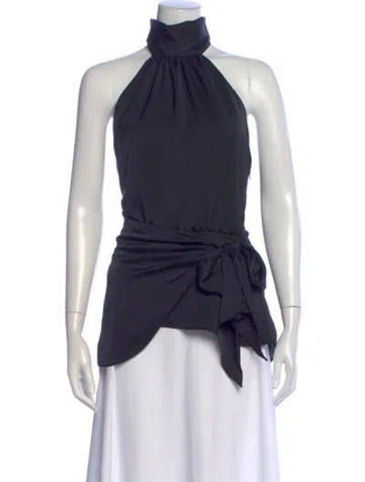Pre-owned Ramy Brook Halterneck Sleeveless Blouse In Blue
