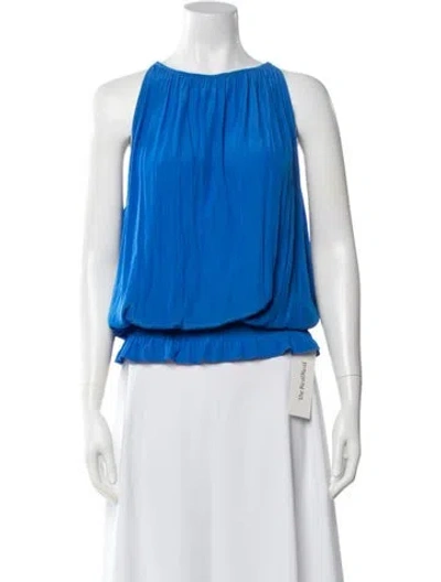 Pre-owned Ramy Brook Halterneck Sleeveless Blouse In Blue