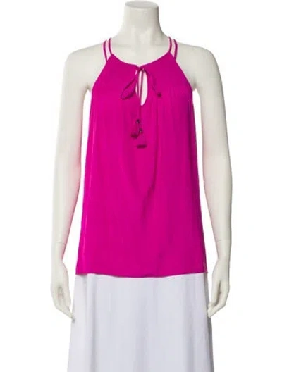 Pre-owned Ramy Brook Halterneck Sleeveless Blouse In Pink