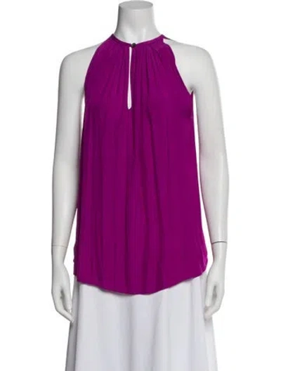 Pre-owned Ramy Brook Halterneck Sleeveless Blouse In Purple